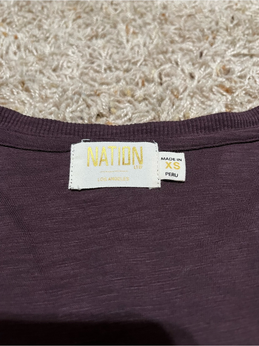Nation LTD Sylvia Ruched Flounce V-Neck Blouse Top Eggplant Feminine FestivalXS - Picture 6 of 8